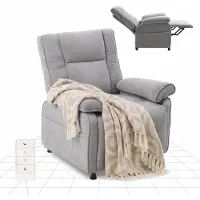 FlexiSpot Elektrischer Relaxsessel mit Liegefunktion 105°–155° & Decke, Fernsehsessel mit Ein-Tasten-Verstellung, dick gepolstert, bis 150 kg, Grau