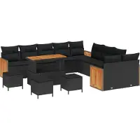 vidaXL Gartensofa-set 14 stk. 14-Sitzanzahl Schwarz