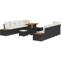 vidaXL Gartensofa-set 11 Stk. 10-Sitzanzahl Schwarz und Creme