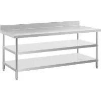 Royal Catering Edelstahl-Arbeitstisch - ECO - 200 x 90 cm - 240 kg - Zwischenboden -
