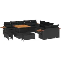 vidaXL Gartensofa-set 13 Stk. Schwarz Poly-Rattan