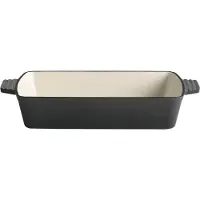 Aps Auflaufform 5 STARS, 3,5 Liter, Emailliertes Gusseisen, induktionsgeeignet und ofenfest inkl. Deckelhalter, 33 x 24 cm , anthrazit