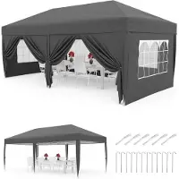 StarTech.com Faltpavillon 3x6 m - Pop Up Gartenzelt - Wasserdicht - UPF 50+ - Mit 6 Seitenwänden - Stahlgestell - Grau