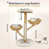 StarTech.com Katzenkratzbaum 111 cm - Kletterturm - 3 Ebenen - Sisal Kratzsäule - Katzenhöhle - Weiches Kissen - Für drinnen - Holz Weiß