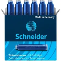 Schneider Electric Schneider Tintenpatronen im Standardformat, Kugelverschluss-Nachf?llung f?r F?llfederhalter und Tintenroller, blaue Tinte, Schachtel mit 6 Patron