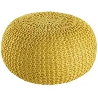 Amagohome PREMIUM Sitzhocker Pouf ø 45cm Strickpouf Indoor u. Outdoor - pflegeleicht & nachhaltig : gelb - freesia
