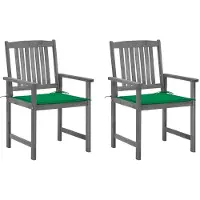 Syfax Gartenstühle mit Kissen 2 Stk. Grau Massivholz Akazie
