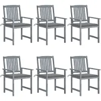 vidaXL Eleganten-Stil Gartenstühle mit Kissen 6 Stk. Massivholz Akazie Grau DE5578330