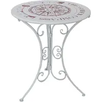 Garden Pleasure Tisch BAYO rund Ø60cm Metall mit Vintage Kompass-Motiv - Tisch im Vintage-Stil