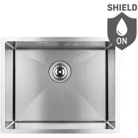 Laveo MARMARA Einzelspüle Edelstahl, Edelstahlspüle 1 Becken Breite 440 mm Länge 540 mm Tiefe der Kammer 190 mm