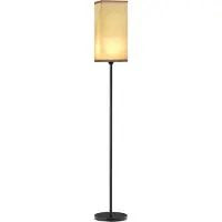 HOMCOM Moderne Stehlampe mit Kunstleinen-Schirm, Fußschalter, für Wohnzimmer