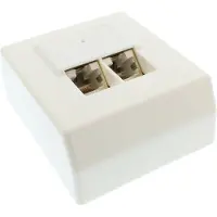InLine Cat.5e Anschlussdose, AP 2x RJ45 Buchse, RAL 9010, weiß, 141 g, 90 mm, 90 mm, 50 mm, 162 g, 400 cm³