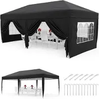 StarTech.com Gartenpavillon - Faltpavillon 3x6 m - Wasserdicht - 6 Seitenteile - UV-Schutz UPF 50+ - Höhenverstellbar - Mit Tragetasche - Schwarz
