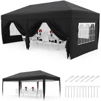 StarTech.com 3x6 m Faltpavillon - Wasserdichtes Pop Up Partyzelt - 6 Seitenteile - UPF 50+ Sonnenschutz - Tragetasche - Schwarz