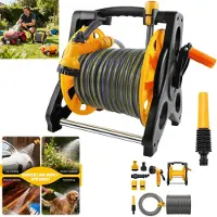 StarTech.com Gartenschlauchrolle - Schlauchtrommel 2‑in‑1 - 30 m Schlauch inklusive - Freistehend oder Wandmontage - Mit Schlauchführung, Spritze und Anschlüssen