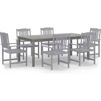 vidaXL 7-tlg. Garten-Essgruppe Massivholz Akazie Grau