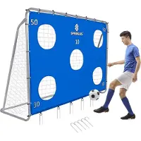 Springos Fußballtor mit Torwand 5 Schusslöcher 240 x 170 cm