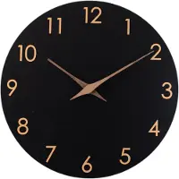 Fokelyi Runde schwarze Holzwanduhr – elegant – Büro/Zuhause – ruhige Umgebung – modern/dezent