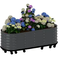 StarTech.com Hochbeet auf Rollen - Mobiler Pflanzkasten aus Metall - 240x60x50 cm - Für Gemüse Blumen Kräuter - Dunkelgrau