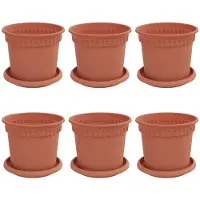 vidaXL Blumentöpfe 6 pcs Ziegelrot Ø 15 x 12 cm Kunststoff