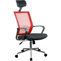Akord Bürostuhl – Chefsessel – Gaming-Stuhl – Home-Office Stuhl – Rot – 58 cm – Ergonomischer Drehstuhl mit Netzrücken und Höhenverstellung