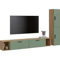 Xonox Wohnkombination The One | 6-teilig | Artisan Eiche / Smoke Green ohne