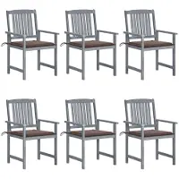 vidaXL "2024"Modernen Gartenstühle mit Kissen 6 Stk. Massivholz Akazie Grau Design Gartenstühle 5680580