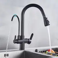StarTech.com Küchenarmatur mit Filter - Spültischmischer - 360° drehbar - Ausziehbarer flexibler Schlauch - Heiß- und Kaltwasserhahn - Edelstahl - Schwarz