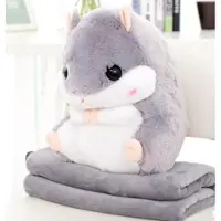 Fokelyi 2-in-1-Set: Wunderschönes und niedliches Hamster-Plüschkissen mit passender Fleecedecke – ein super lustiges und süßes Geschenk für Kinder und Freunde