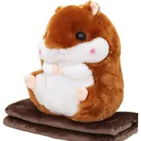 Fokelyi 2-in-1-Set: Wunderschönes und niedliches Hamster-Plüschkissen mit passender Fleecedecke – ein super lustiges und süßes Geschenk für Kinder und Freunde