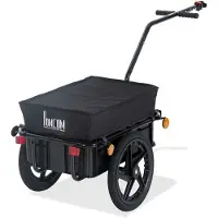 Dopwii Lastenanhänger, Fahrradanhänger, abnehmbarer Korb, Universalkupplung, bis 40 kg, Stahl, schwarz, 144 x 59 x 80cm