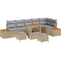 vidaXL Gartensofa-set 9 stk. 8-Sitzanzahl Beige und Hellgrau