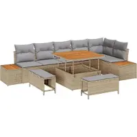 vidaXL Gartensofa-set 9 stk. 8-Sitzanzahl Beige und Hellgrau