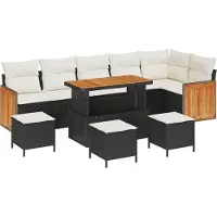 vidaXL Gartensofa-set 10 stk. 10-Sitzanzahl Schwarz und Creme