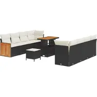 vidaXL Gartensofa-set 11 stk. 11-Sitzanzahl Schwarz und Creme