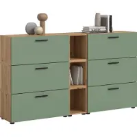 Xonox Wohnkombination The One 1 | 9-teilig | Artisan Oak / Smoke Green ohne