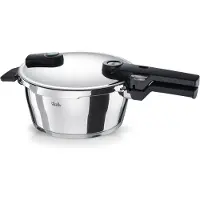 Fissler Schnellkochtopf "VitaquickElemental Dampfkochtopf Premium Drucktopf", silber, B:29,5cm H:17,5cm L:39,5cm Ø:22cm, Töpfe, Schnellkochtopf, Schnellkochtopf mit 2 Garstufen und Superthermic Boden