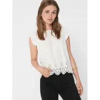 ONLY Rüschentop "ONLSILLA LIFE S/L FRILL TOP WVN NOOS" Baumwolle, regular fit, Rundhals