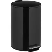 Relaxdays Treteimer, 12 Liter, Absenkautomatik, entnehmbarer Inneneimer, Metall, moderner Küchen Mülleimer, schwarz