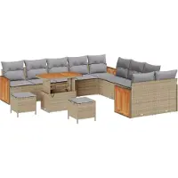 vidaXL Gartensofa-set mit Kissen 13 pcs Beige und Hellgrau