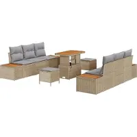 vidaXL Gartensofa-set 9 stk. 8-Sitzanzahl Beige und Hellgrau