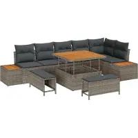 vidaXL Gartensofa-set mit Kissen 9 pcs Grau