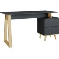 Vicco Schreibtisch Nautica Anthrazit 138 x 60 cm mit Schubladen, L, Model 36902
