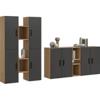 Xonox Wohnkombination The One | 12-teilig | Artisan Oak / Basalt grau ohne