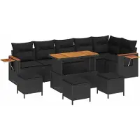 vidaXL Gartensofa-set 10 stk. Schwarz Poly-Rattan