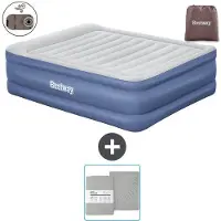 OEM Zweier-Air-Matratze - 152 x 203 x 61 cm - Grau/Blau - Mit Pump und Bettwäsche