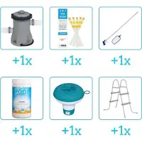 OEM Zubehör für ein bequemes Rund-Schwimmbad - 305x76 cm - Pomp - Testkits - Reinigungssatz - Chlor - Chlorfreier - Leiter