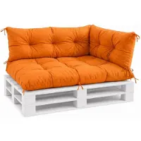 VBChome Palettenkissen 120x80 120x40 70x40 cm Europaletten Möbel Palettenauflage Garten Balkon 12 Farben mit Schaumstoffflocken Füllung Orange 3-TLG