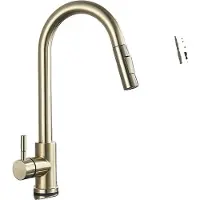 OEM Küchenarmaturen, Nickel-Gold-Finish, ausziehbarer Sprühkopf, Gebürstetes Gold