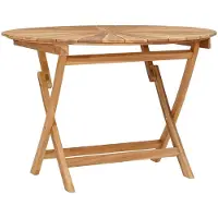 Syfax Klappbarer Gartentisch Natur Ø 110 x 75 cm Teak-Massivholz
